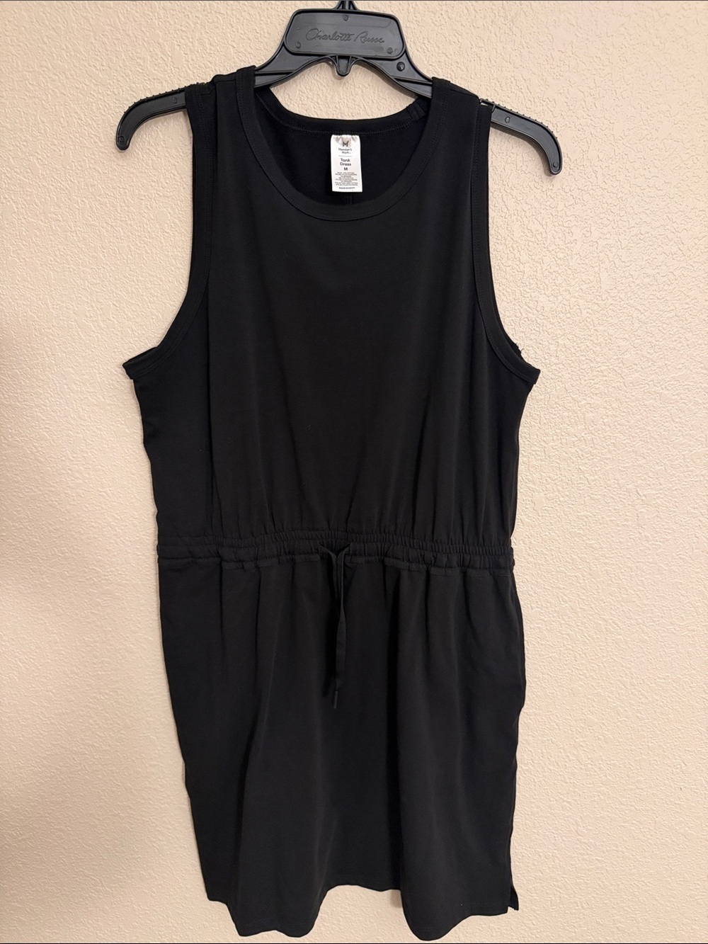 Black Sleeveless Drawstring Waist Dress